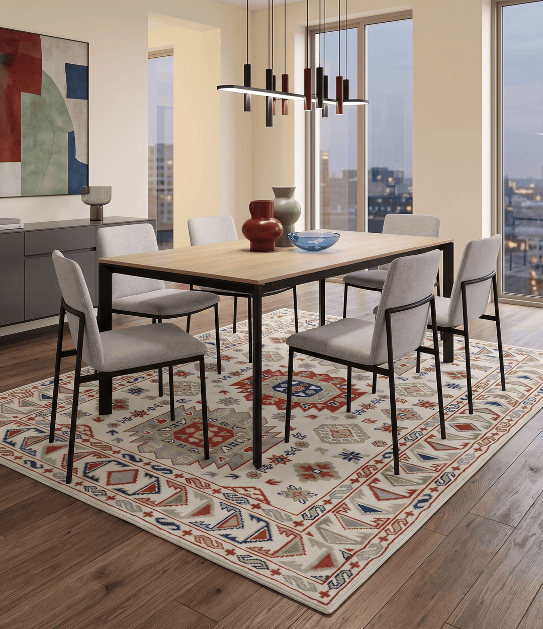 Traditional Mamluk design Ivory, Rust and Olive Hand knotted Multi Size wool rug - The Rug Decor