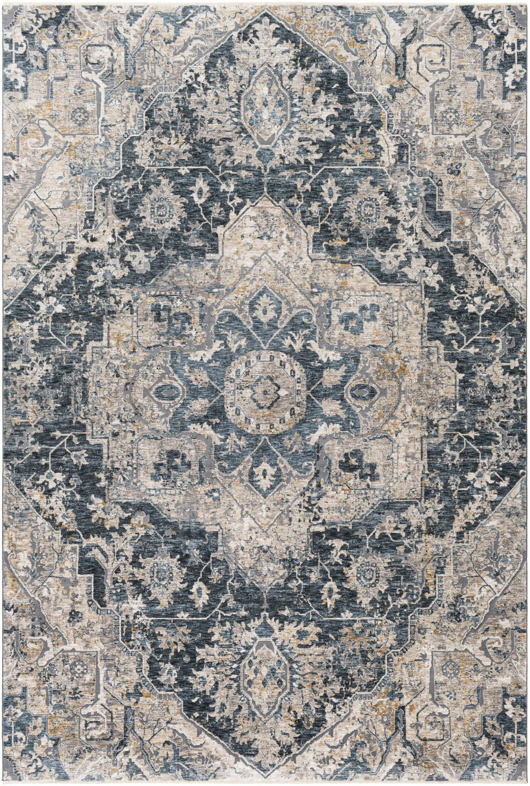 Traditional Medallion Charcoal And Camel Area Rug - The Rug Decor