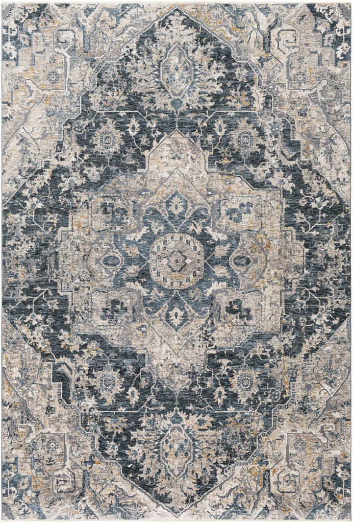 Traditional Medallion Charcoal And Camel Area Rug - The Rug Decor