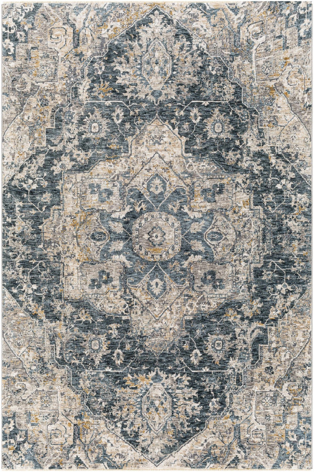 Traditional Medallion Charcoal And Camel Area Rug - The Rug Decor