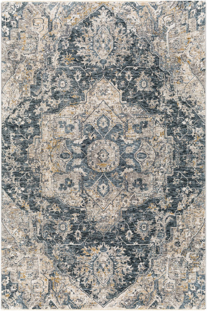 Traditional Medallion Charcoal And Camel Area Rug - The Rug Decor