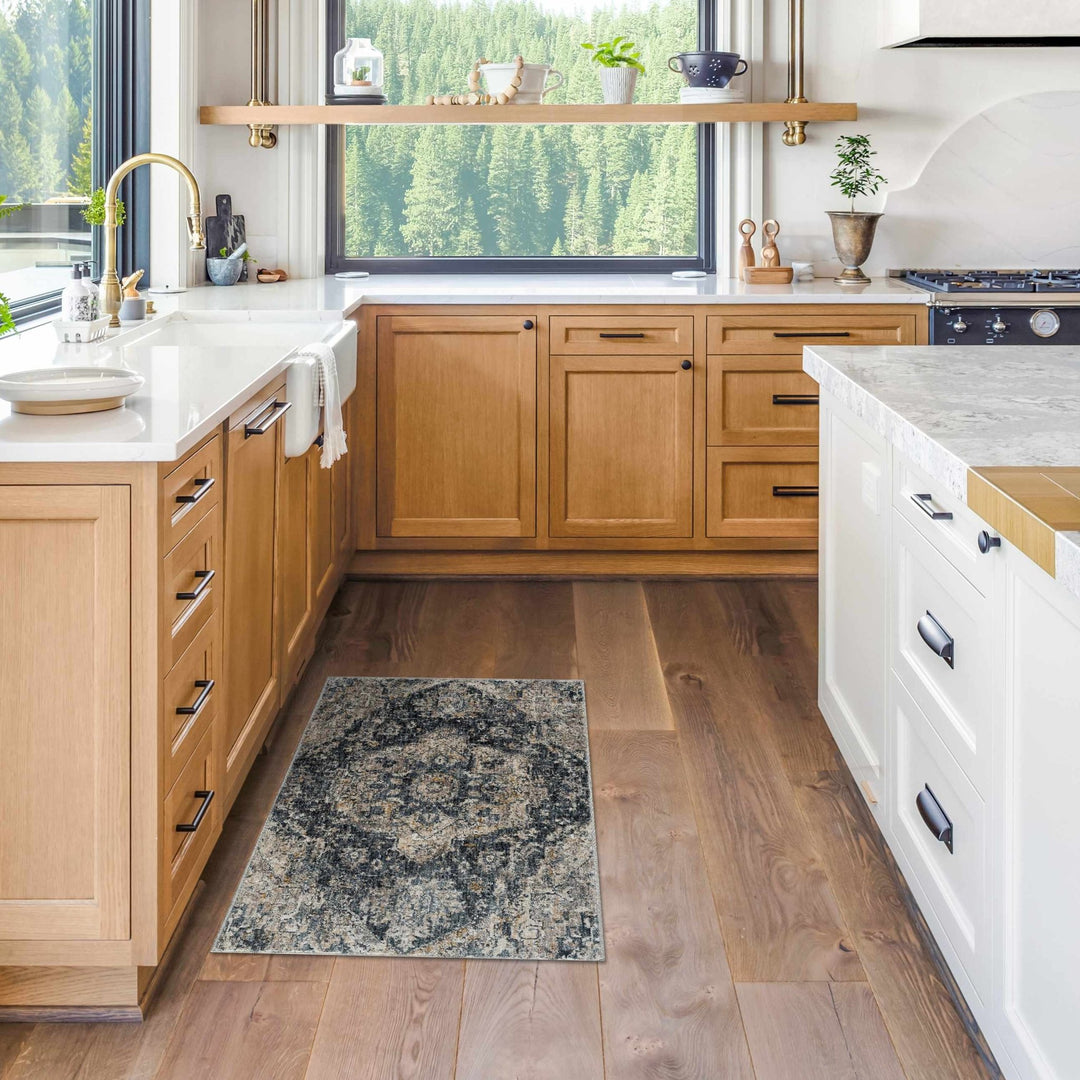 Traditional Medallion Charcoal And Camel Area Rug - The Rug Decor