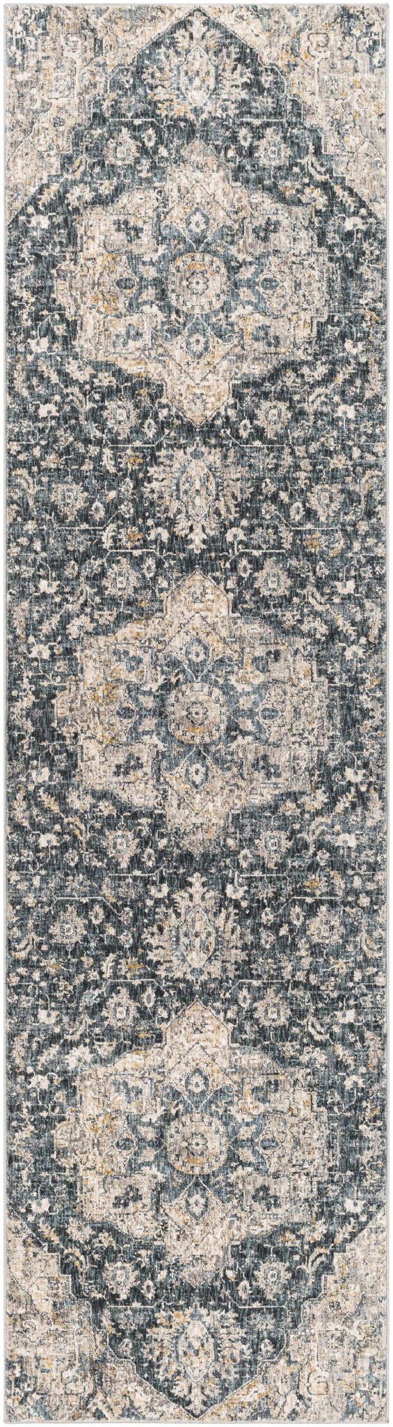 Traditional Medallion Charcoal And Camel Area Rug - The Rug Decor