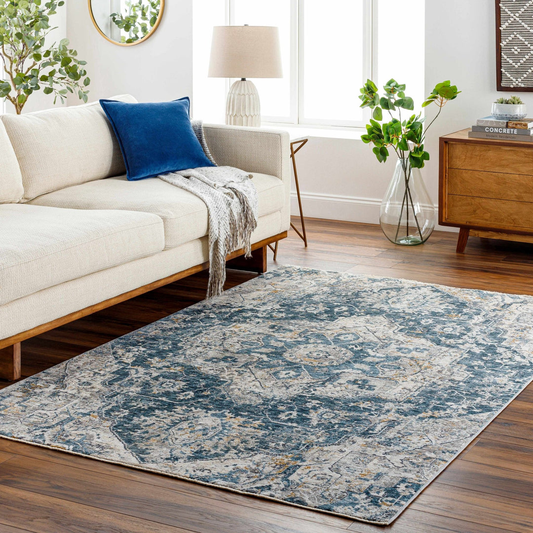 Traditional Medallion Charcoal And Camel Area Rug - The Rug Decor