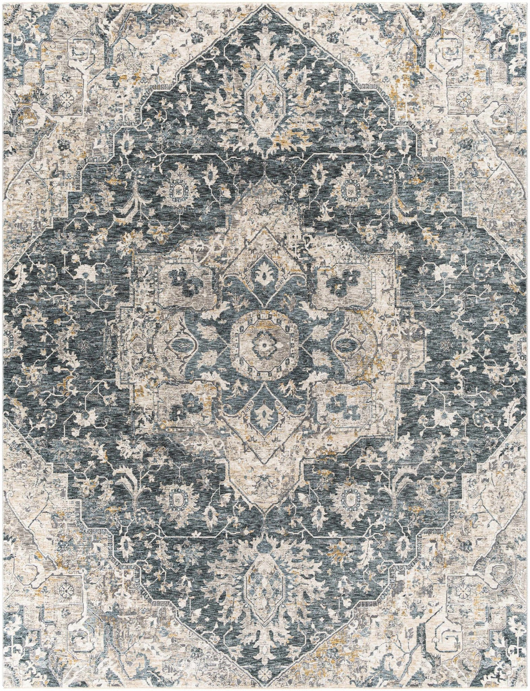 Traditional Medallion Charcoal And Camel Area Rug - The Rug Decor