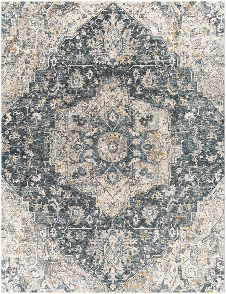 Traditional Medallion Charcoal And Camel Area Rug - The Rug Decor