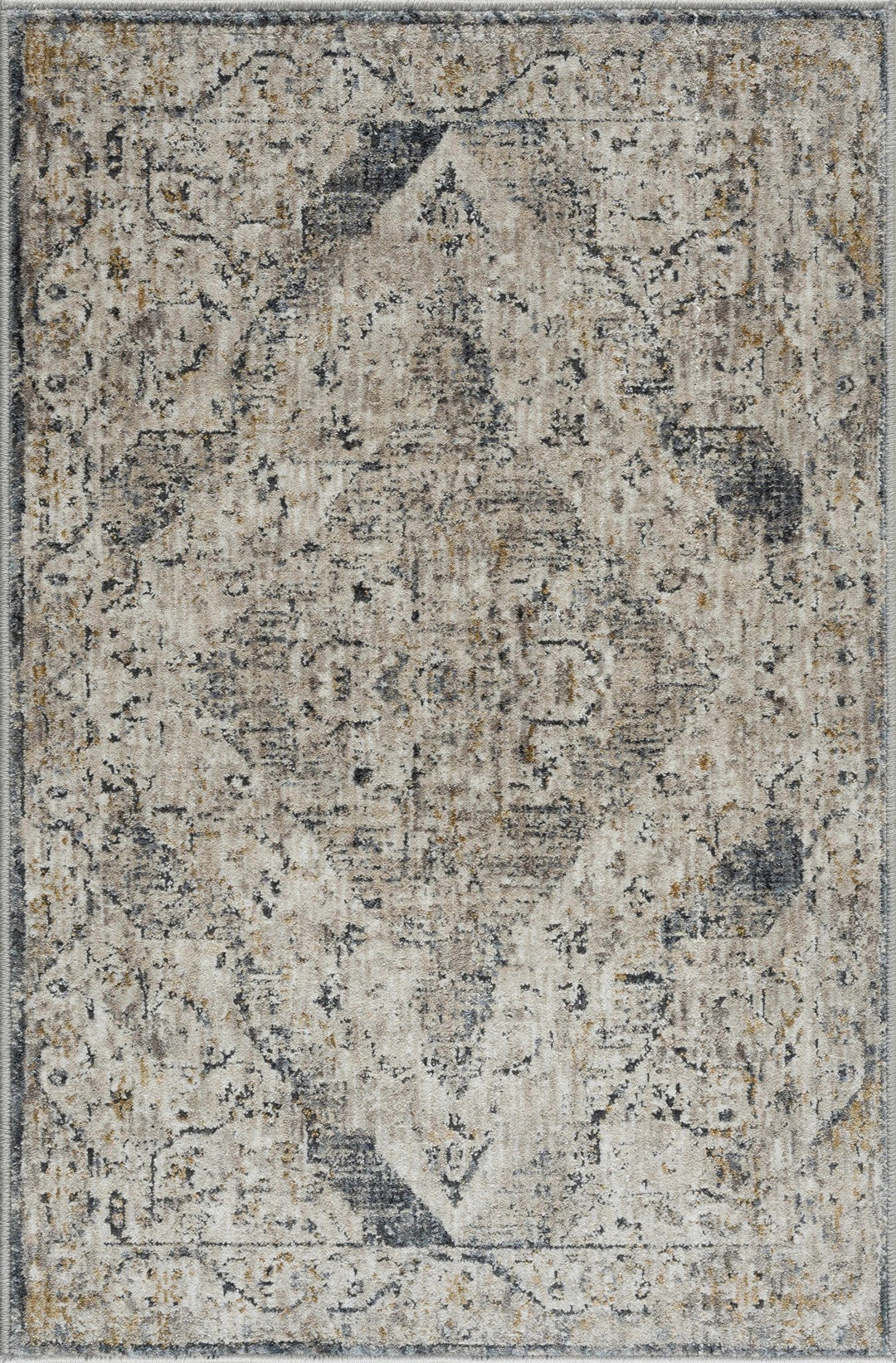 Traditional Medallion Design Beige and Gray Rug - The Rug Decor
