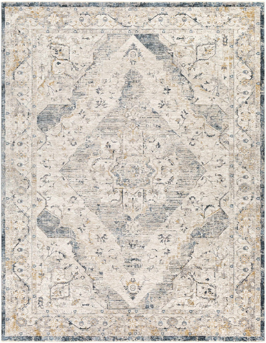 Traditional Medallion Design Beige and Gray Rug - The Rug Decor