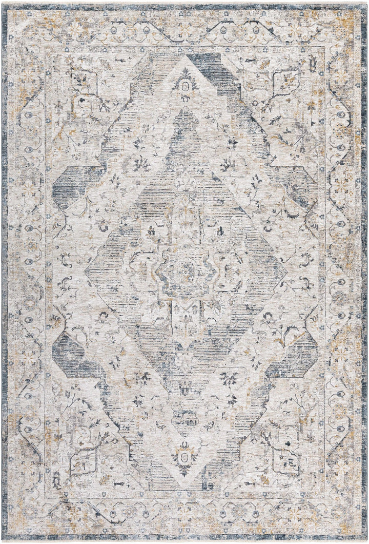 Traditional Medallion Design Beige and Gray Rug - The Rug Decor