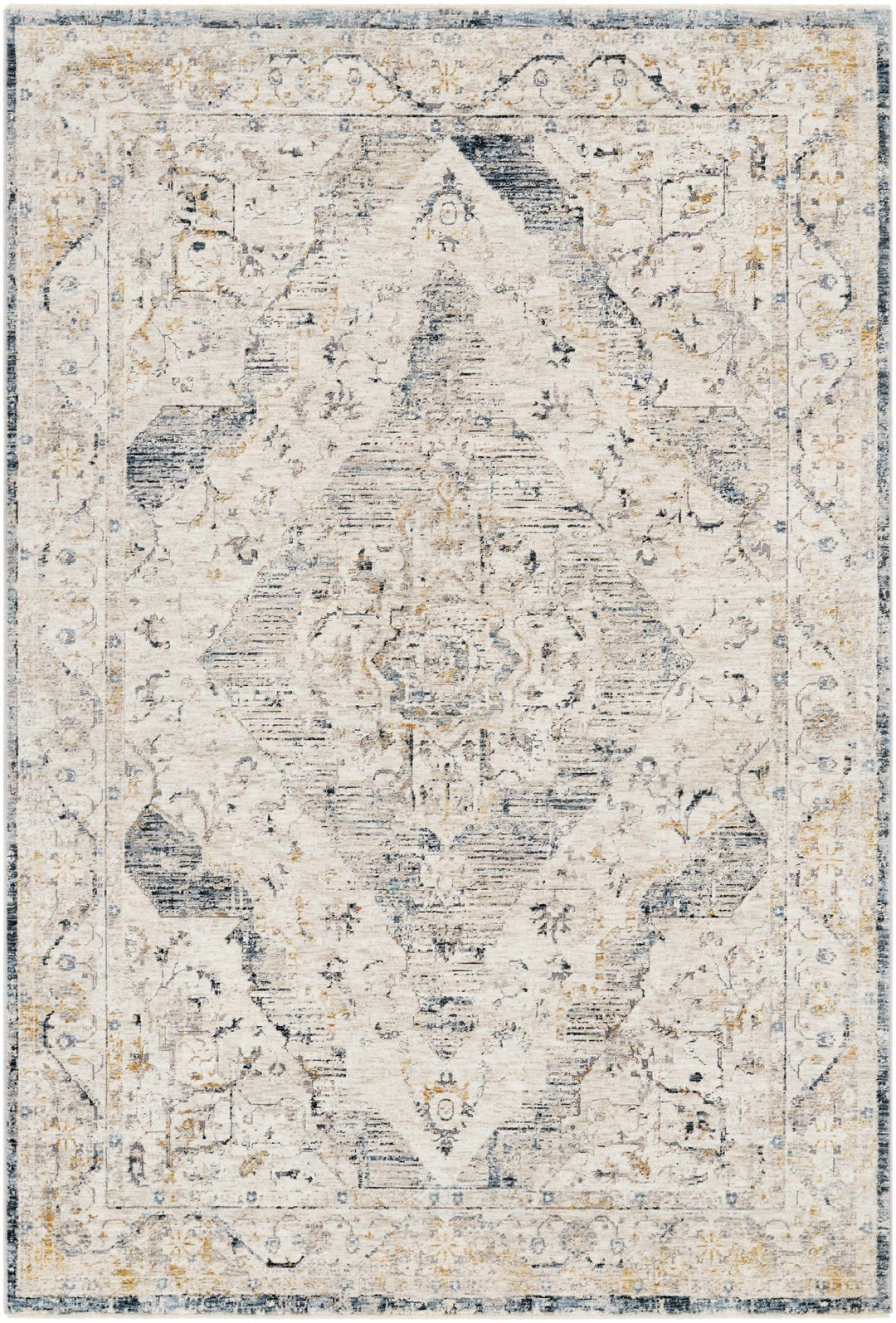 Traditional Medallion Design Beige and Gray Rug - The Rug Decor