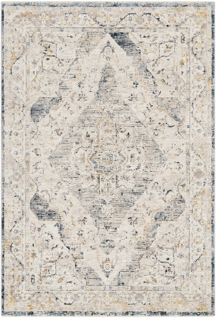 Traditional Medallion Design Beige and Gray Rug - The Rug Decor