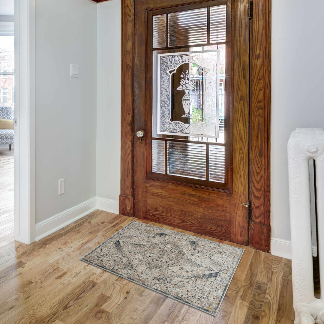 Traditional Medallion Design Beige and Gray Rug - The Rug Decor