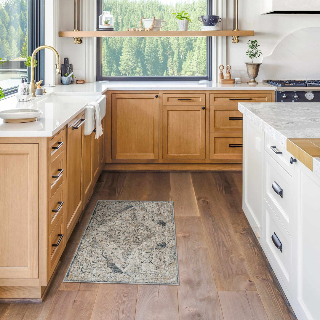 Traditional Medallion Design Beige and Gray Rug - The Rug Decor