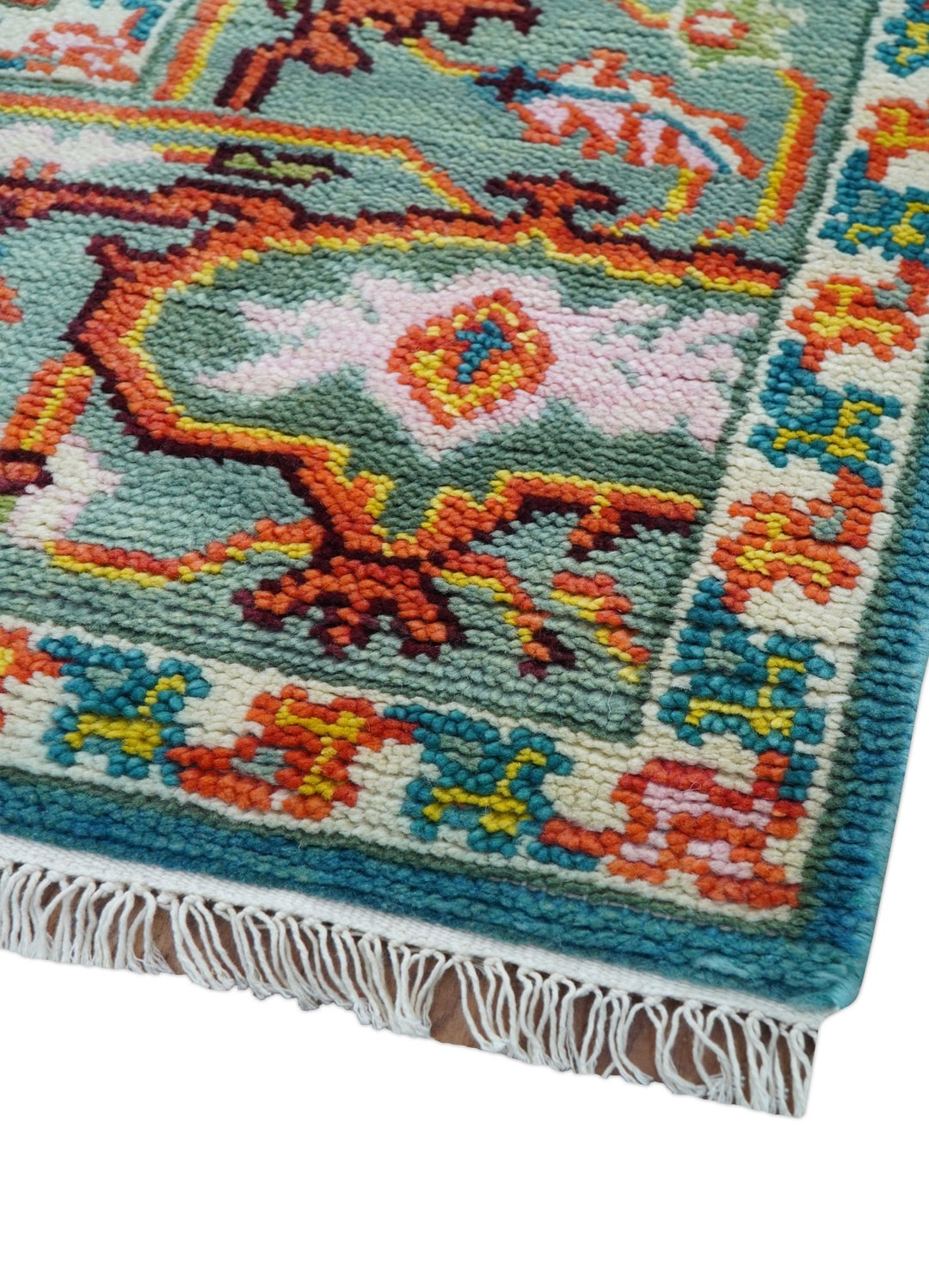 Traditional Medallion Design Blue Hand knotted 8x10 Wool Area Rug - The Rug Decor