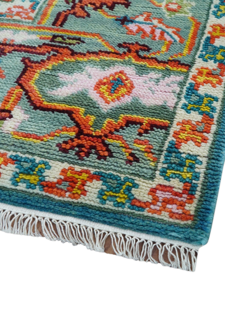 Traditional Medallion Design Blue Hand knotted 8x10 Wool Area Rug - The Rug Decor