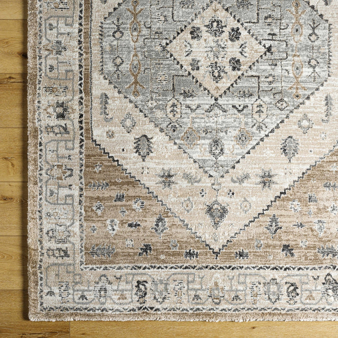 Traditional Medallion Design Gray Machine Woven Area Rug - The Rug Decor