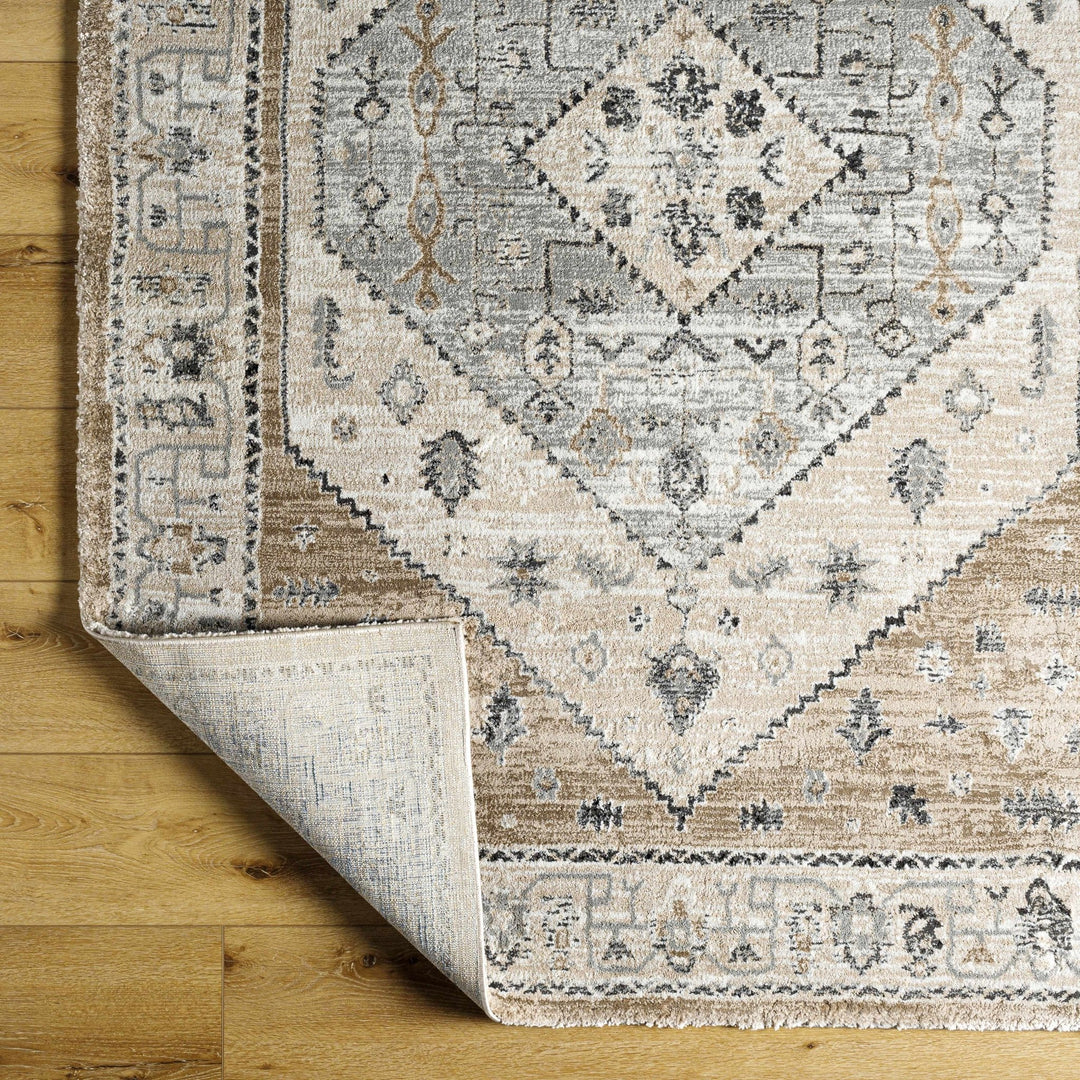Traditional Medallion Design Gray Machine Woven Area Rug - The Rug Decor