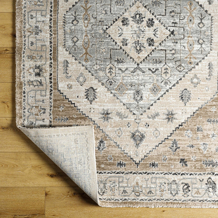 Traditional Medallion Design Gray Machine Woven Area Rug - The Rug Decor