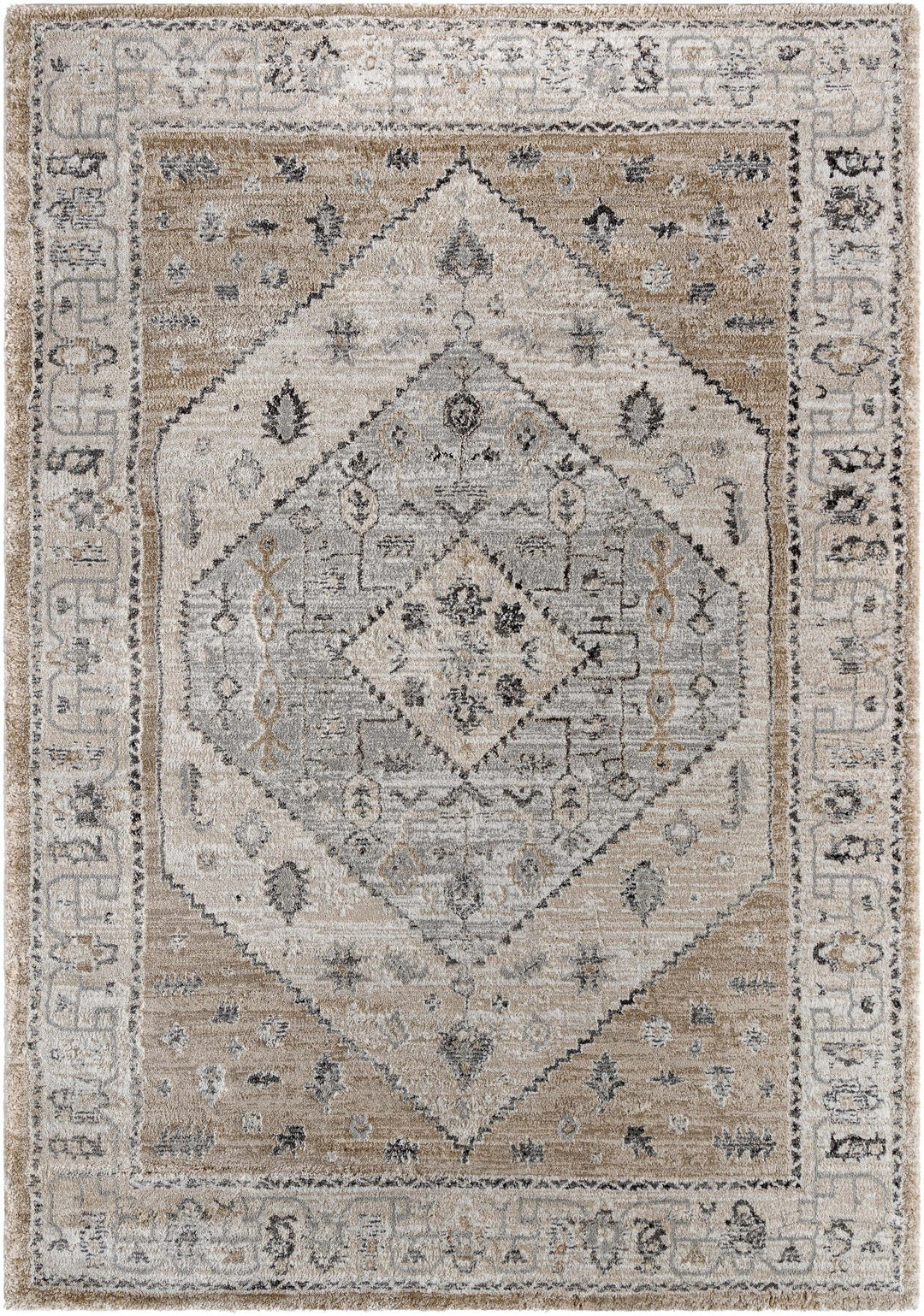 Traditional Medallion Design Gray Machine Woven Area Rug - The Rug Decor