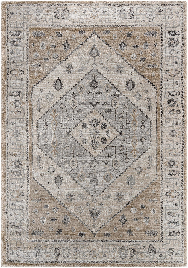 Traditional Medallion Design Gray Machine Woven Area Rug - The Rug Decor