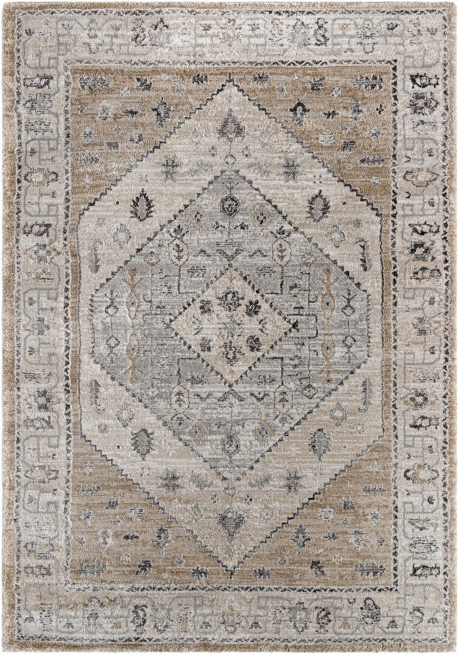 Traditional Medallion Design Gray Machine Woven Area Rug - The Rug Decor