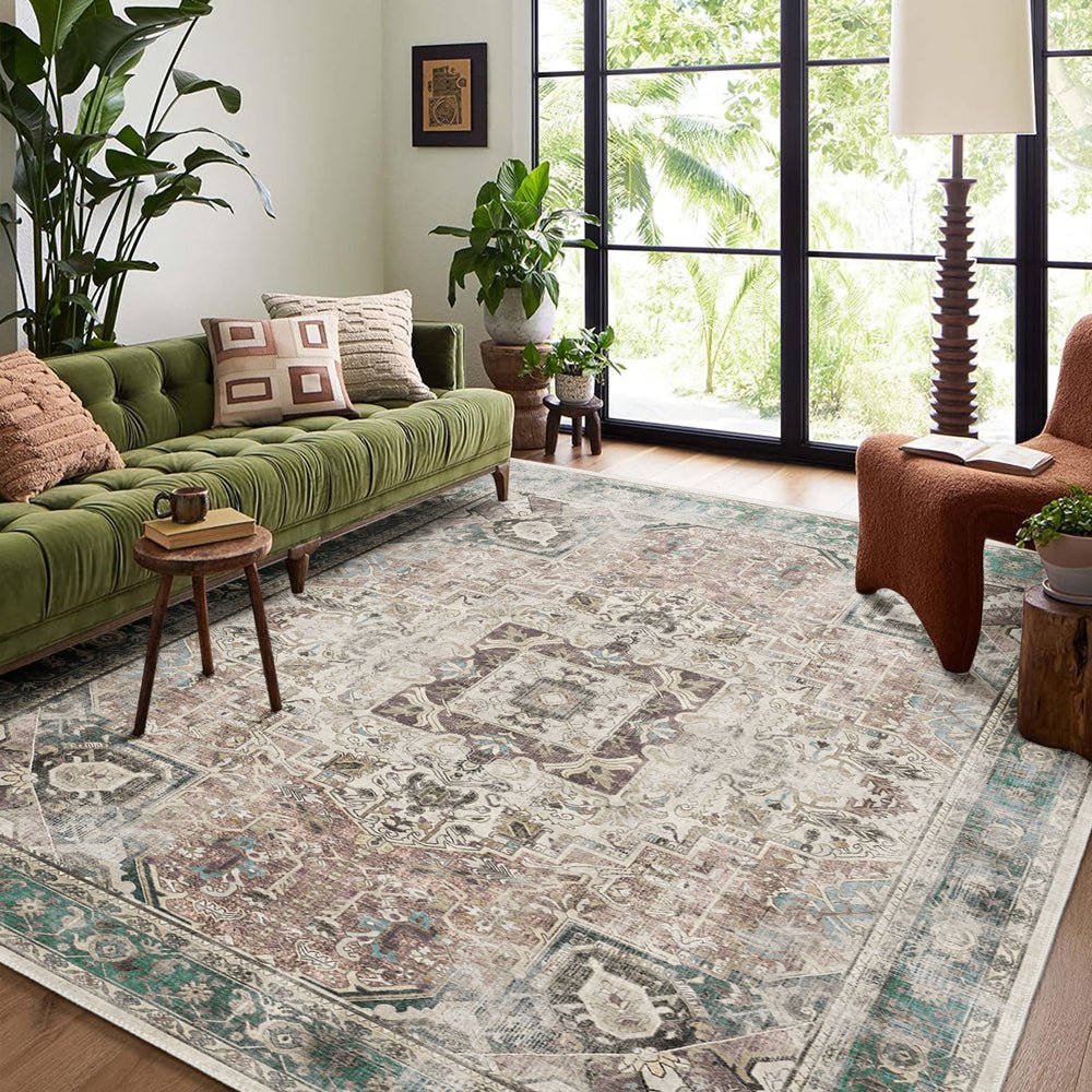 Traditional Medallion Design Machine Washable Cotton Rug - The Rug Decor