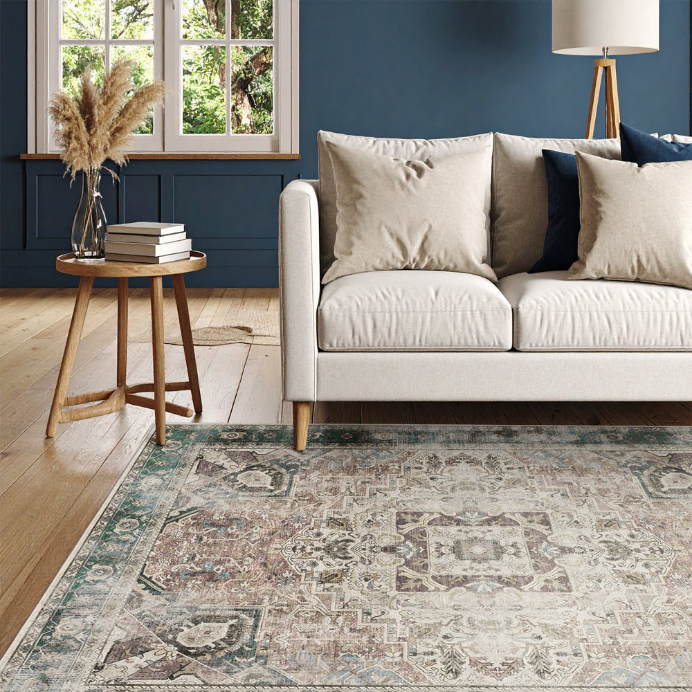 Traditional Medallion Design Machine Washable Cotton Rug - The Rug Decor