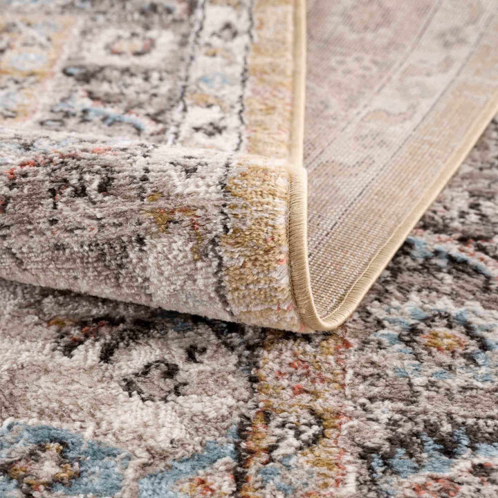 Traditional Medallion Design olive, Ivory, Peach and Charcoal Rug - The Rug Decor