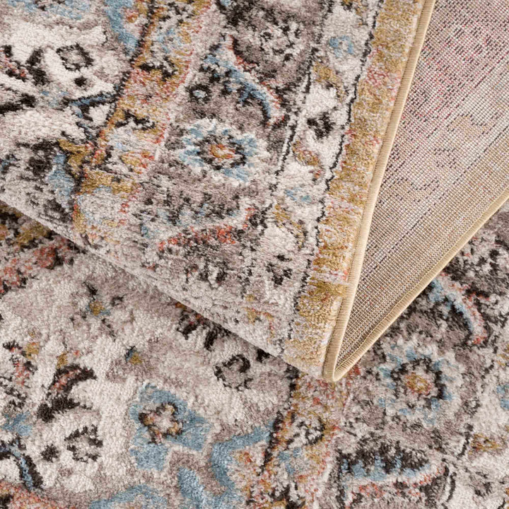 Traditional Medallion Design olive, Ivory, Peach and Charcoal Rug - The Rug Decor