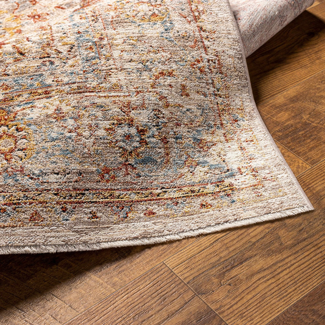 Cream And Rust Pattern Rug Traditional Medallion Design Rust And Cream Machine Woven Rug – The Rug ...