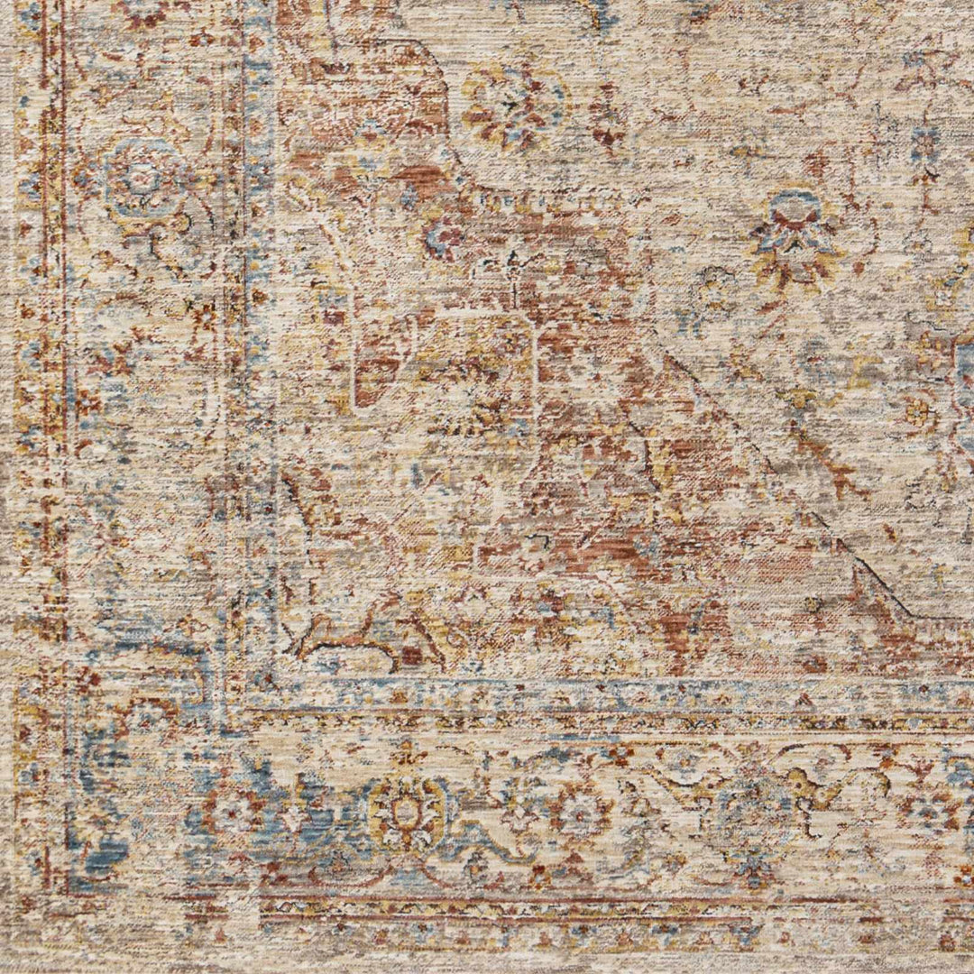 Traditional Medallion Design Rust And Cream Machine Woven Rug - The Rug Decor