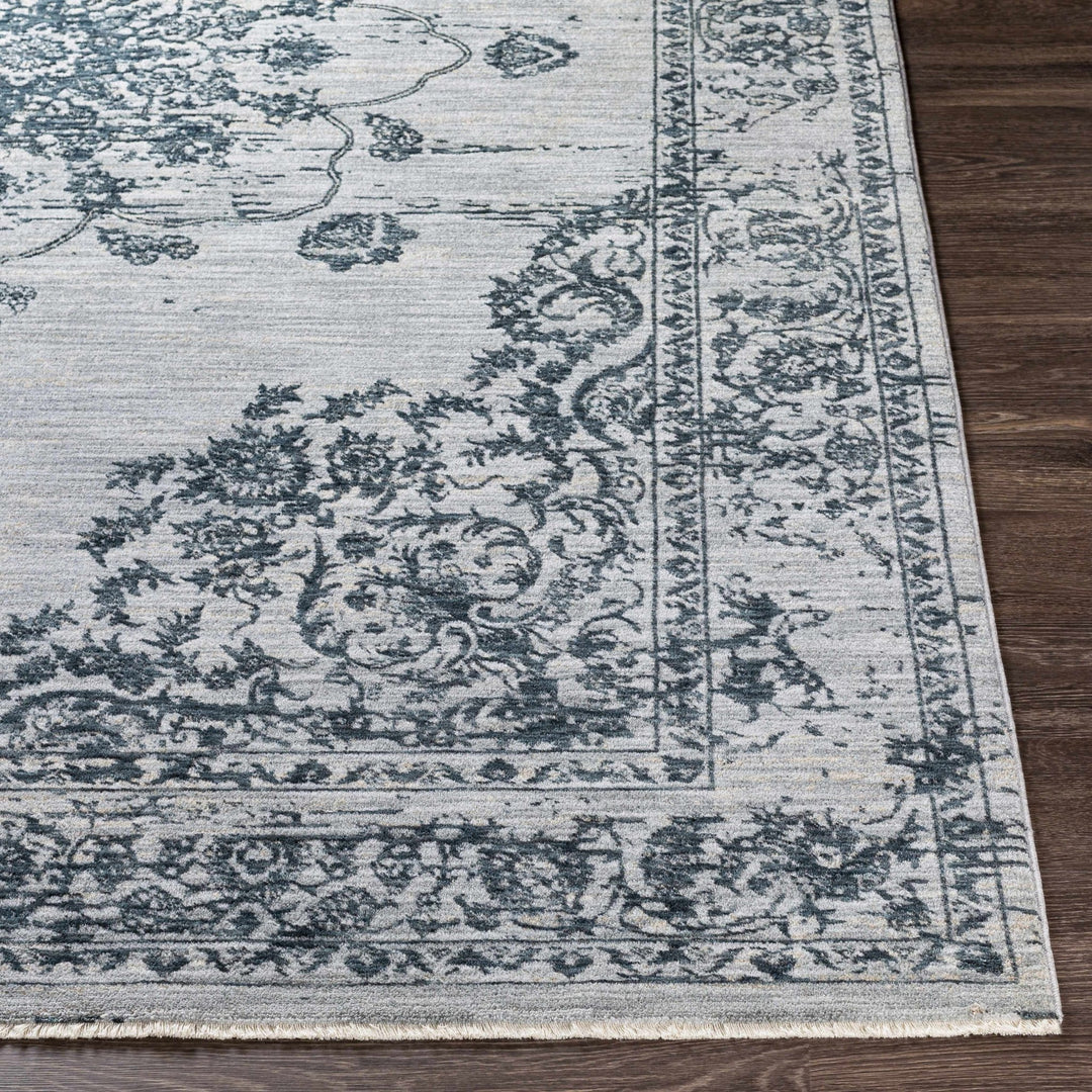 Traditional Medallion Gray And Ivory Machine Woven Rug - The Rug Decor