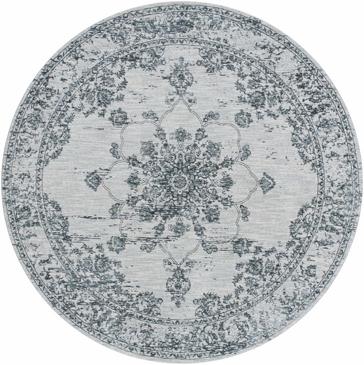 Traditional Medallion Gray And Ivory Machine Woven Rug - The Rug Decor