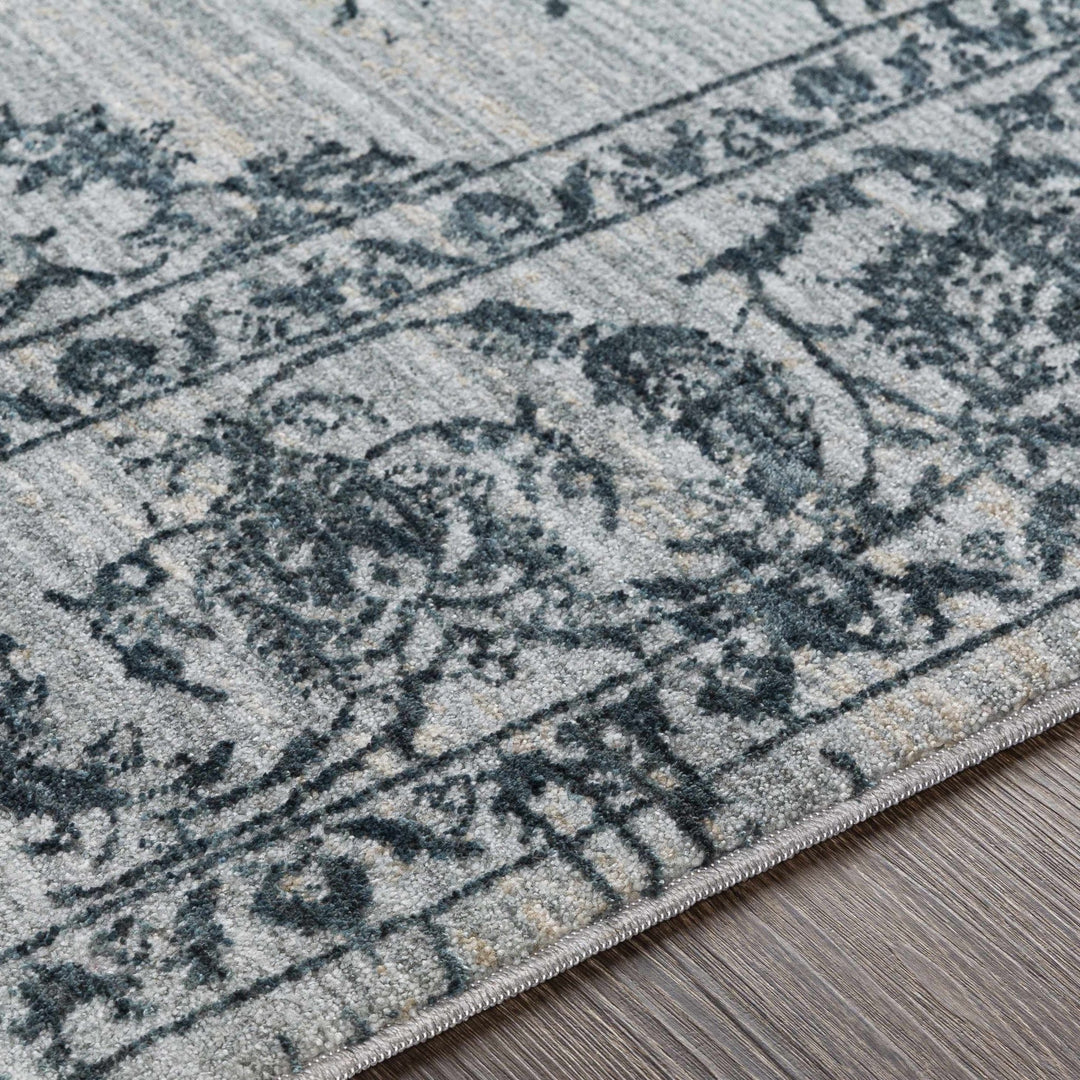 Traditional Medallion Gray And Ivory Machine Woven Rug - The Rug Decor