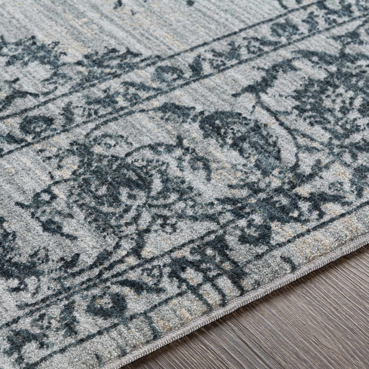 Traditional Medallion Gray And Ivory Machine Woven Rug - The Rug Decor