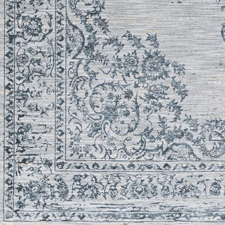 Traditional Medallion Gray And Ivory Machine Woven Rug - The Rug Decor