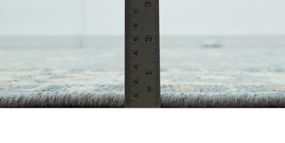 Traditional Medallions Design Blue And Beige Custom Made Wool And Linen Blend Rug - The Rug Decor