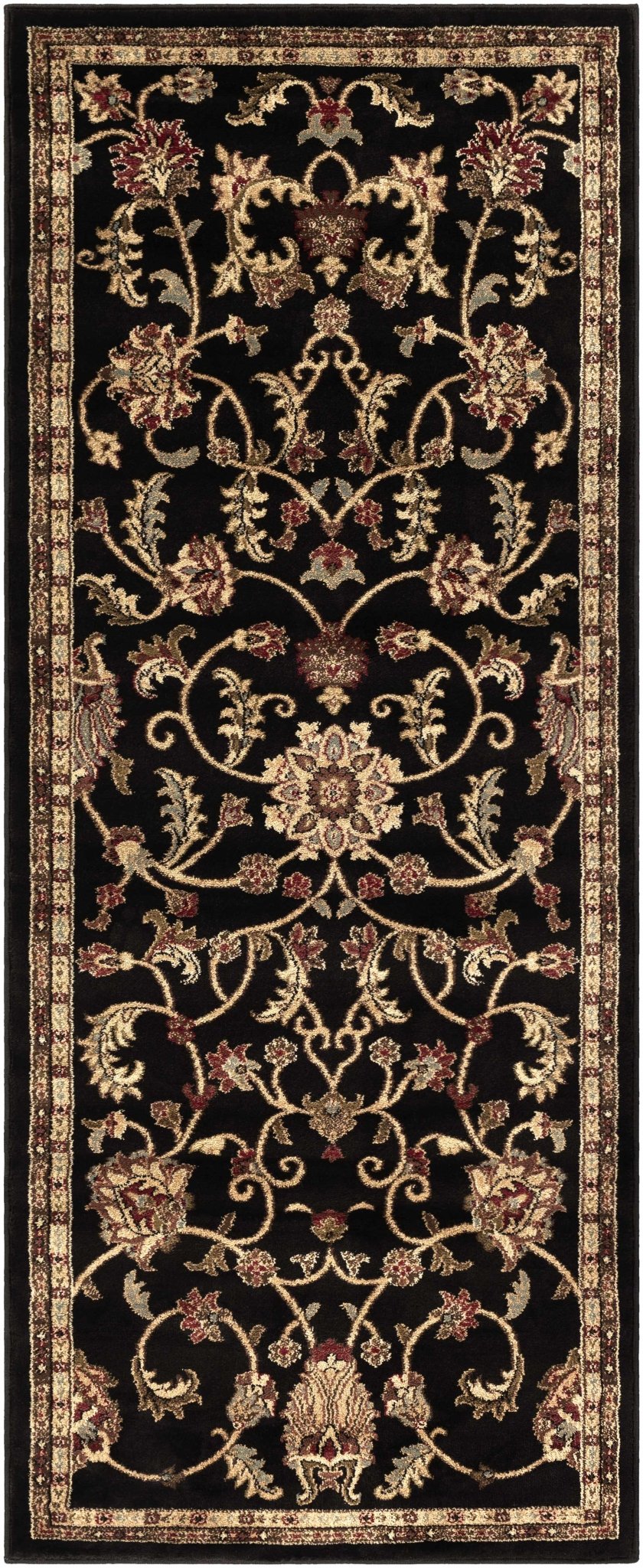 Traditional Oriental Black Machine Woven Rug - The Rug Decor