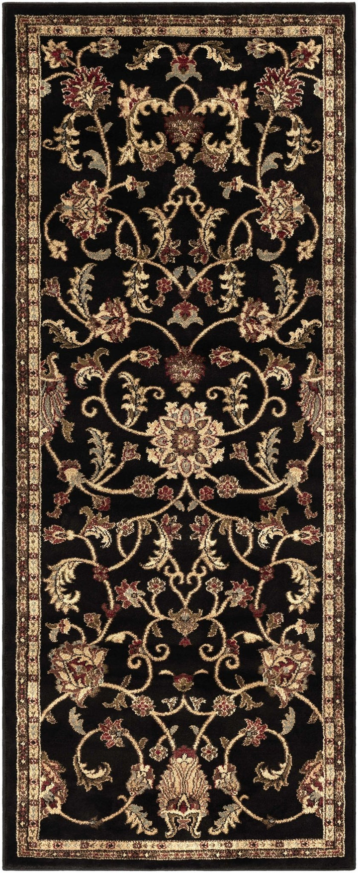 Traditional Oriental Black Machine Woven Rug - The Rug Decor