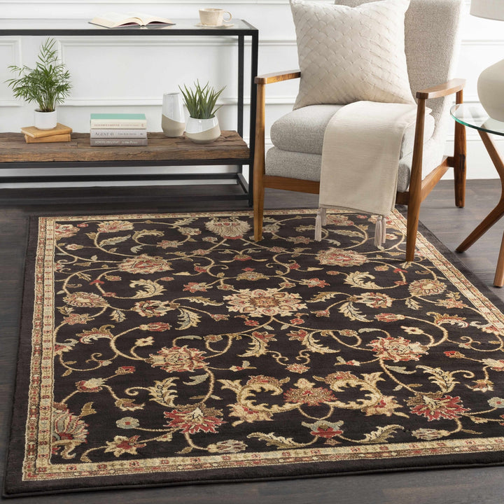 Traditional Oriental Black Machine Woven Rug - The Rug Decor