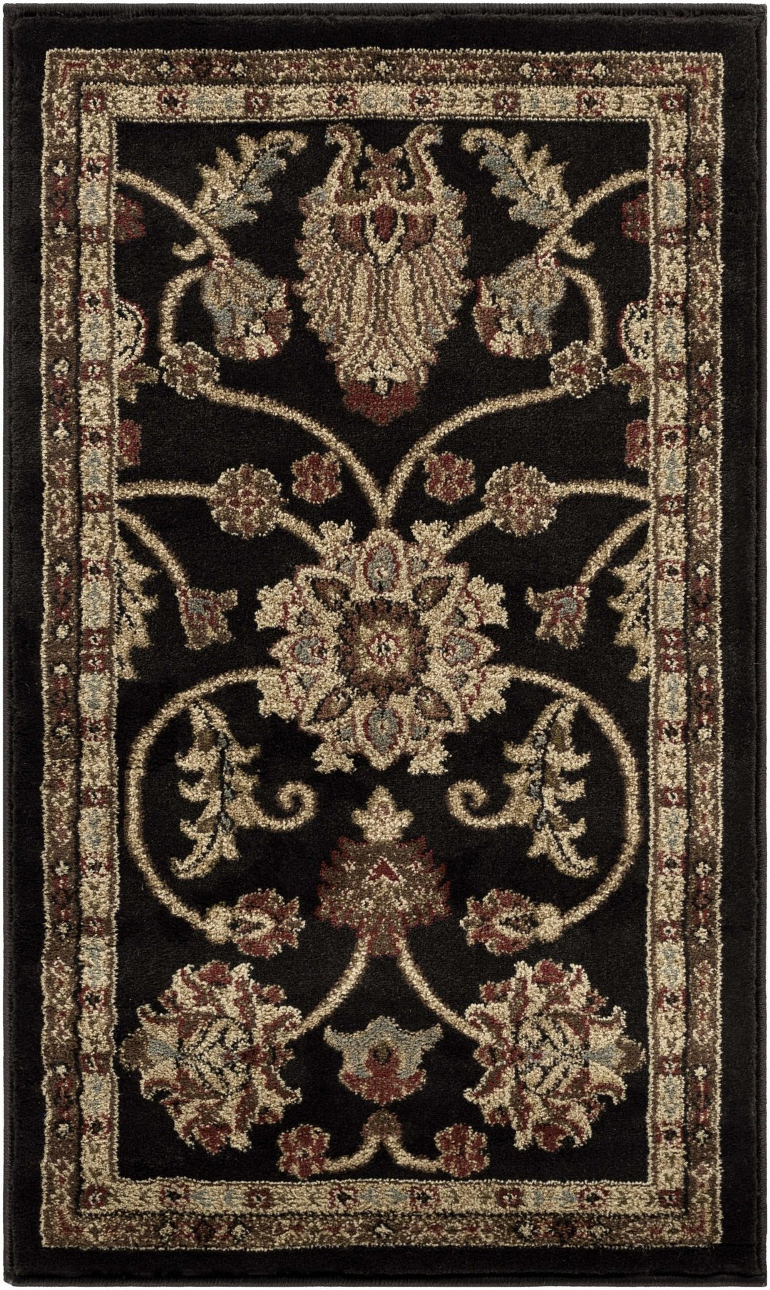 Traditional Oriental Black Machine Woven Rug - The Rug Decor