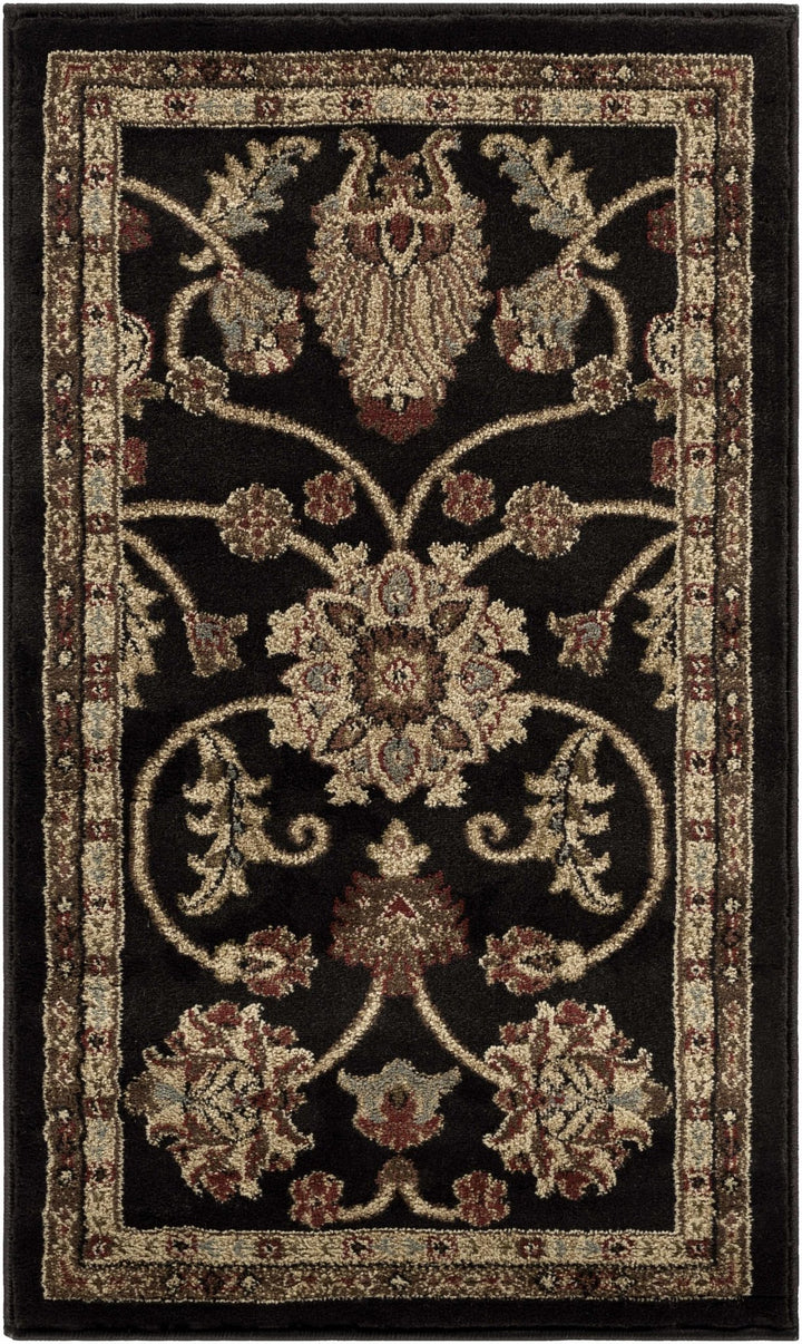 Traditional Oriental Black Machine Woven Rug - The Rug Decor