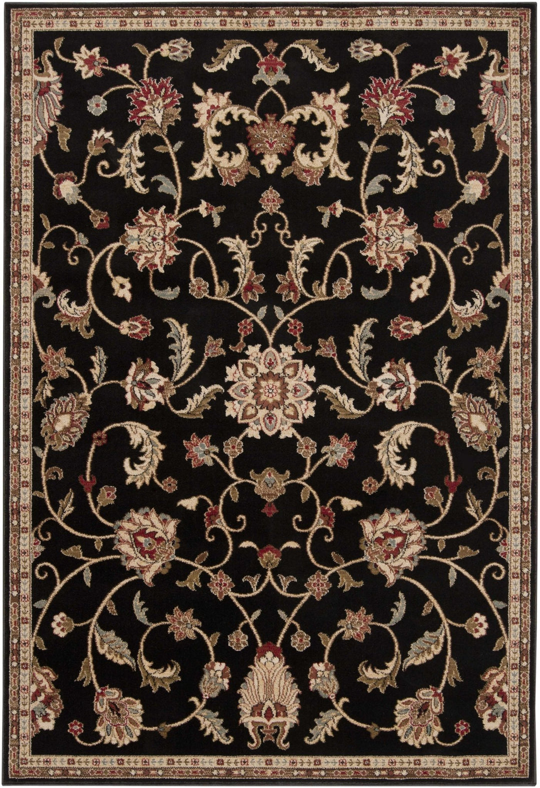 Traditional Oriental Black Machine Woven Rug - The Rug Decor