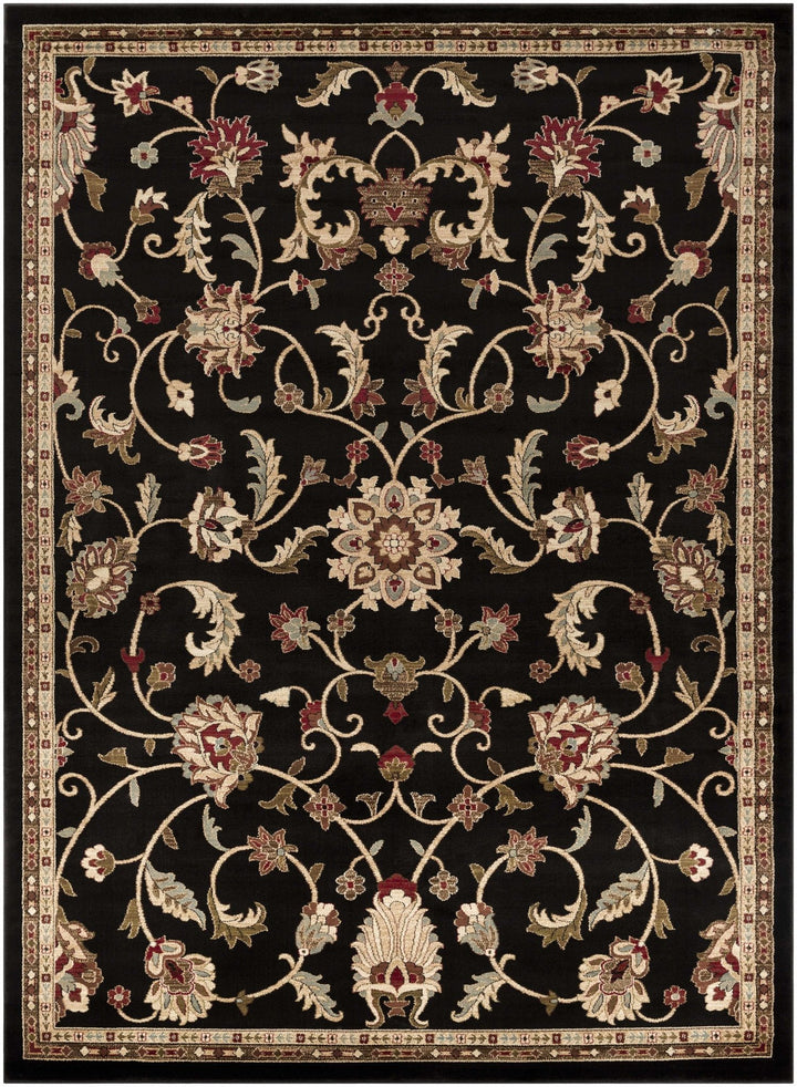 Traditional Oriental Black Machine Woven Rug - The Rug Decor