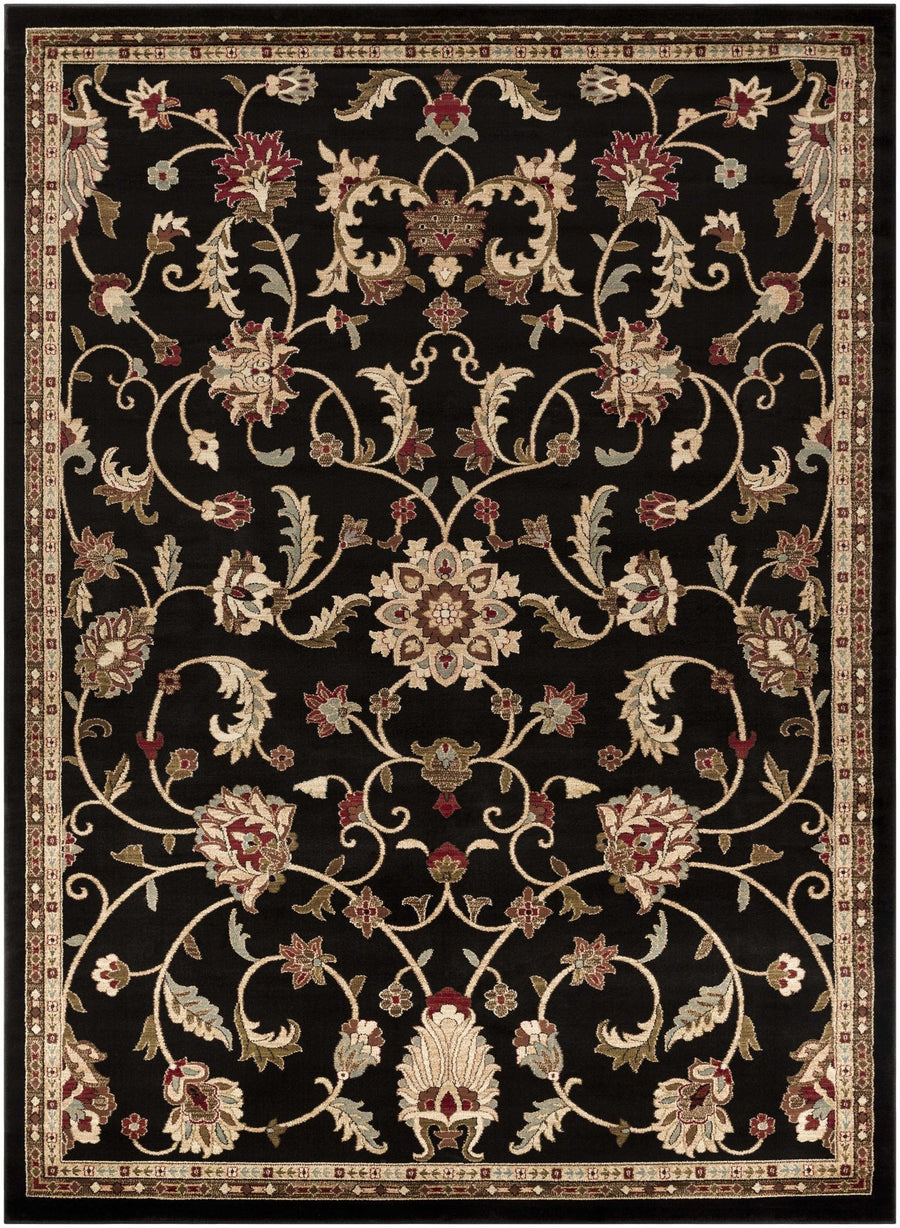 Traditional Oriental Black Machine Woven Rug - The Rug Decor