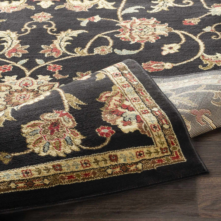 Traditional Oriental Black Machine Woven Rug - The Rug Decor