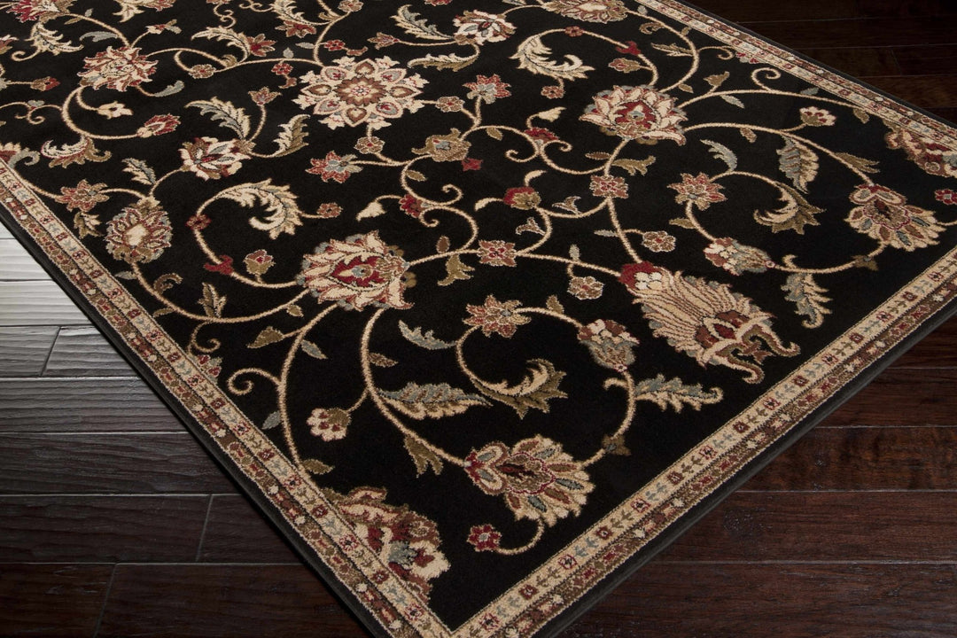 Traditional Oriental Black Machine Woven Rug - The Rug Decor