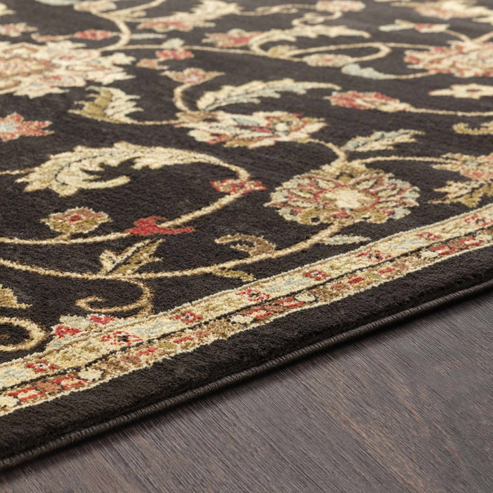 Traditional Oriental Black Machine Woven Rug - The Rug Decor