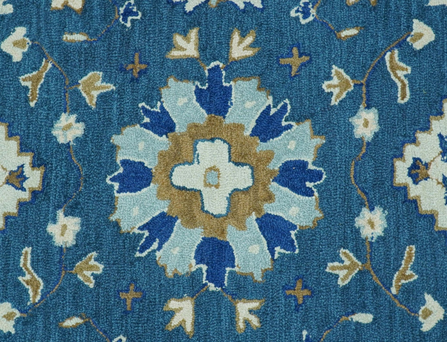 Traditional Oriental Design Beige And Blue Hand Tufted 8x10 Wool Area Rug - The Rug Decor