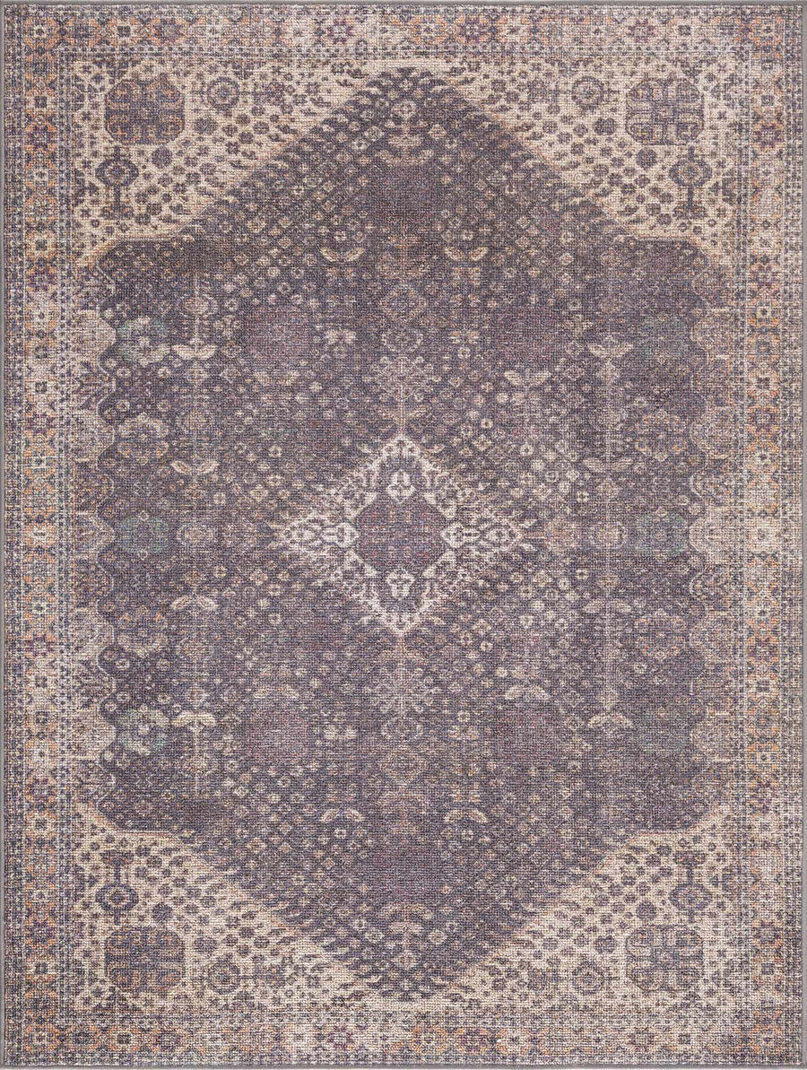 Traditional Oriental Design Beige and Purple Medium pile Area rug - The Rug Decor